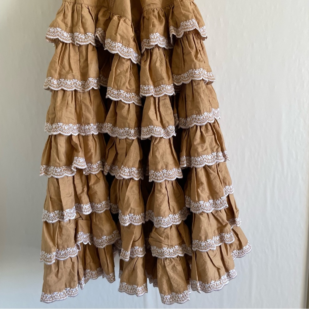 VTG 90’s 2000 Y2K Betsey Johnson Tan Eyelet Tiered Western Dress Runway … - Picture 8 of 14